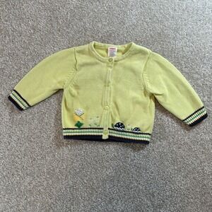 Gymboree Baby Cardigan 6-12‎ Months Yellow green Knit Turtle Applique Sweater